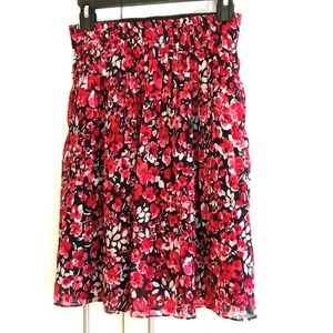 White House Black Market Women's Black Floral Print Skirt, Sz XXS